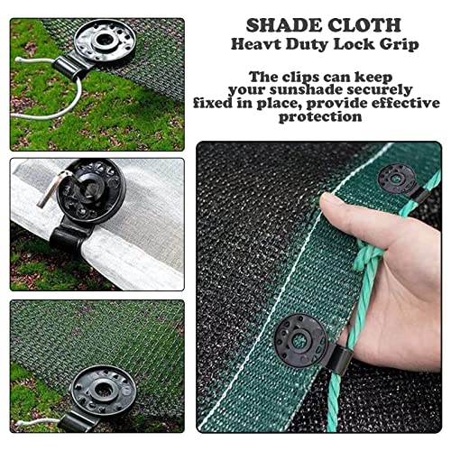 50Pcs Shade Cloth Heavy Duty Lock Grip, Shade Cloth Plastic Clips, Windproof Awning Clamp Grip, Round Plastic Black Clips for Sun Shade Net, Reusable Tent Accessory for Camping