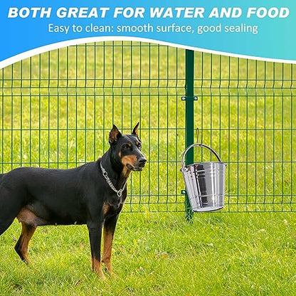 Hicarer 6 Pcs 4.2 Quart Stainless Steel Dog Water Bucket, Heavy Duty Stainless Steel Easy Clean Bucket Water Pails for Dogs Pets, for Kennels Farms Fences Cages Home - size: 4.2 Quart