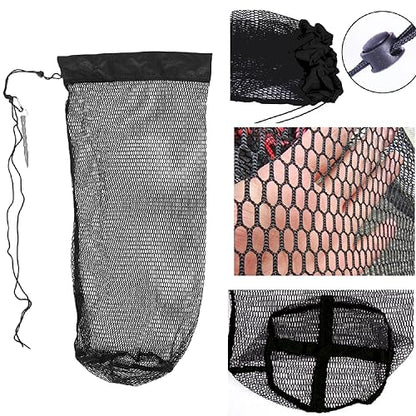 1Pcs Fishing Bag Collapsible Fish Collection Bag Portable Nylon Fishing Net Drawstring Fishing Lure Holder Diving Catching Netting Fish, Black