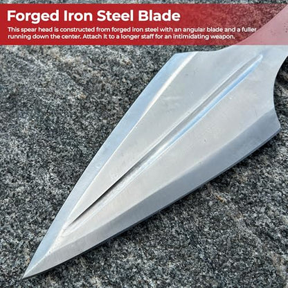 MedievalDepot Grand Viking Age Forged Spear Head – 14.14” Authentic Iron Steel Blade for Re-enactments, Theater, and Costume Use