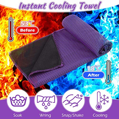 Redbaker 20 Pcs Cooling Towel Ice Towel with Bag for Neck Face, Purple - color: Purple