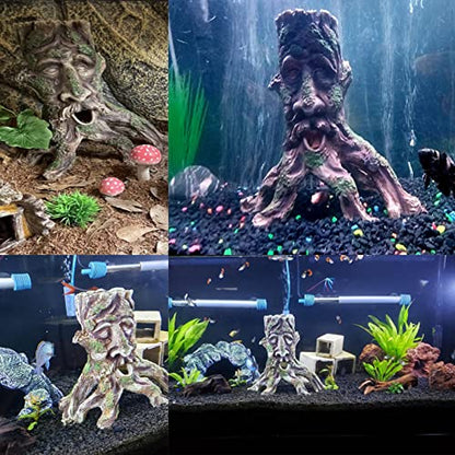 Large Aquarium Driftwood Decaying Trunk Terrarium Resin Hollow Tree Root Log Ornament Decoration Fish Tank Hideouts Climbing Habitat Accessories for Bearded Dragon Snake Chameleon Reptile