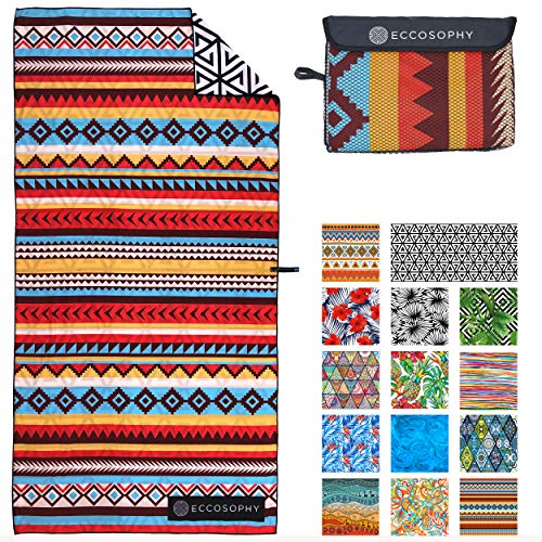 Microfiber Beach Towel - Quick Dry, Sand Free and Oversized 71x35 | Super absorbent, lightweight, swimming, gym, extra large, pool, cruise, camping, yoga, travel, compact, carry bag, vacation - color: Cancun