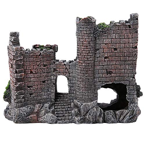 Aquarium Castle Decoration,Betta House Hide Castle,Simulation Resin Hide House Fish Tank Aquarium Ornaments Decor