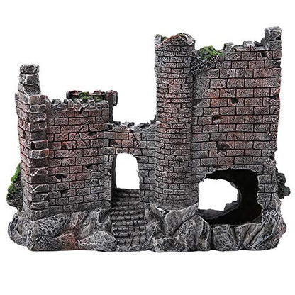 Aquarium Castle Decoration,Betta House Hide Castle,Simulation Resin Hide House Fish Tank Aquarium Ornaments Decor
