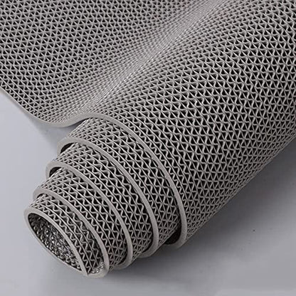 WLWLEO Drainage Non Slip Floor Mats for Pool Restroom Basement Garage Restaurant Sauna SPA Indoor Outside Wet Area, Heavy Duty PVC Water Drain Anti Slip Commercial Flooring Mat,Gray/Grey,0.9×5M