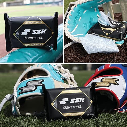 SSK Baseball Glove Wipes - Glove Maintenance Leather Cleaner - style: 50 Wipes - 2 Packs
