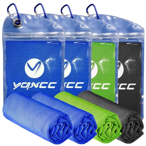 YQXCC 4 Pack Cooling Towels (47"x12"), Ice Cool Towels for Neck & Face - color: Dark Blue*2/ Green*1/ Dark Gray*1
