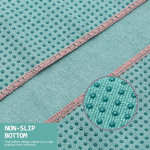 Eunzel Yoga Towel,Hot Yoga Mat Towel with Grip Dots Sweat Absorbent Non-Slip for Hot Yoga, Pilates and Workout 24" x72", Dark Cyan - color: Dark Cyan