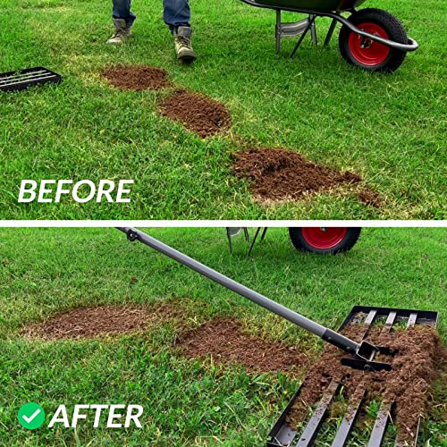 Walensee Lawn Leveling Rake, 17"x10" Heavy Duty Lawn Leveler Tool with 6.5FT Steel Handle, Levelawn Landscape Rake for Topdressing, Soil, Sand, Dirt, Small Yard, Garden, Golf Course - size: 6.5FT 17"x10"