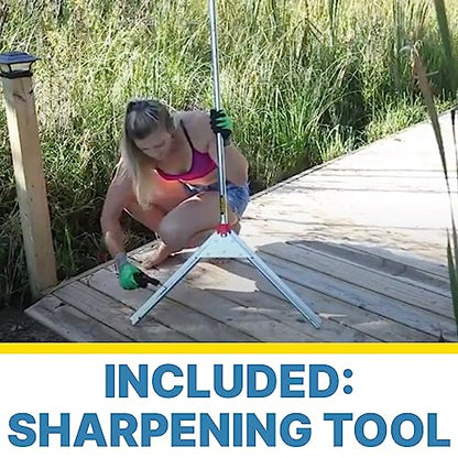 Jenlis Weed Razer Express, Lake Weed Cutter, Compact Aquatic Pond Plant Cutting Tool, Sharp Razor Blades Shear Cattail, Reed, Phragmites Lilly & Chara Algae, 30” Inch Cut Width, 25 Foot Throw Rope