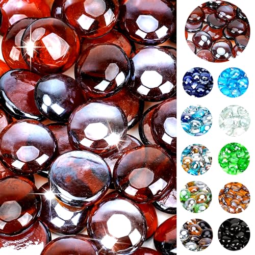 onlyfire Flat Fire Glass Beads for Propane Fire Pit, 1/2 Inch Reflective Firepit Glass Rocks 10 Pounds Flat Marbles for Gas Fireplace and Fire Pit Table, High Luster Amber - color: Amber