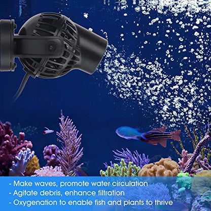 hygger Wave Maker with Controller for Feeding, 792 GPH Ultra-Silence Aquarium Powerhead with Strong Magnet Suction Base for Freshwater or Saltwater Fish Tank, 360° Rotating Aquarium Wavemaker Black