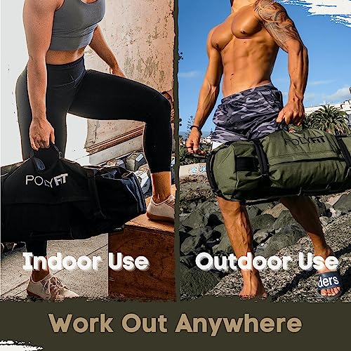 Polyfit Classic Sandbag - Workout Sandbag with 8 Gripping Handles - color: BLACK CAMO, size: Medium (30-75lbs)