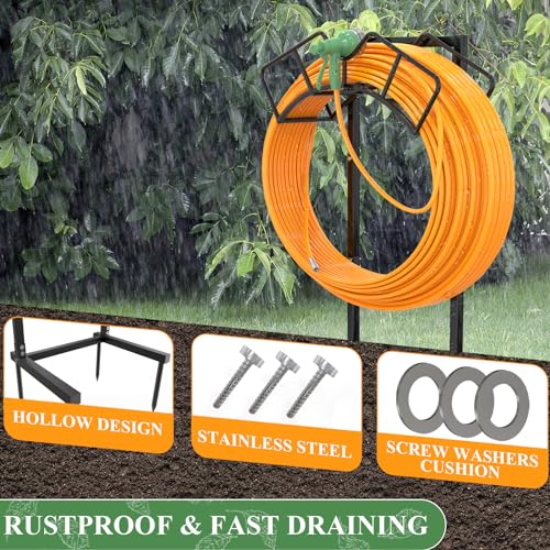 Super Stable Garden Hose Holder, Detachable Water Hose Holders Stand Holds 160-Feet Freestanding Hose Storage Hanger Rack for Outside Yard Lawn Farm (Black) - color: Black
