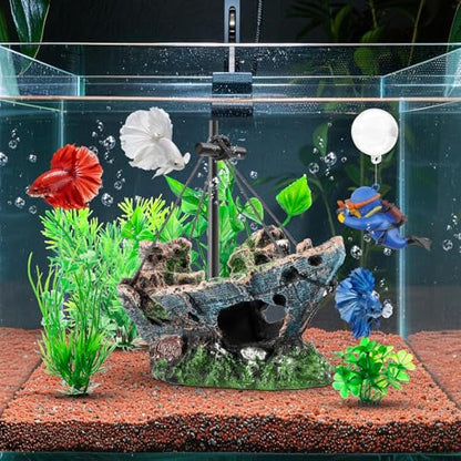 6 Pack Little Diver Floating Fish Tank Decoration，Mini Floating Submarine Aquarium Plants Sunken Ship Decoration — Safe Resin Fish Tank Decor for Betta, Shrimp (5.3 x 2.5 x 4.5 inches) - size: 6 Pcs