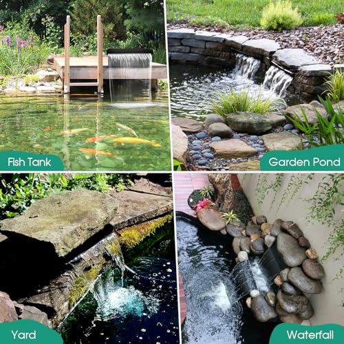 70W Solar Water Pump with Pond Waterfall Kit, 304 Stainless Steel Pond Waterfall Spillway, Pond Spillway with 9.8FT Corrugated Tubing for Garden Water Features-P5703 - size: Solar Powered 70W