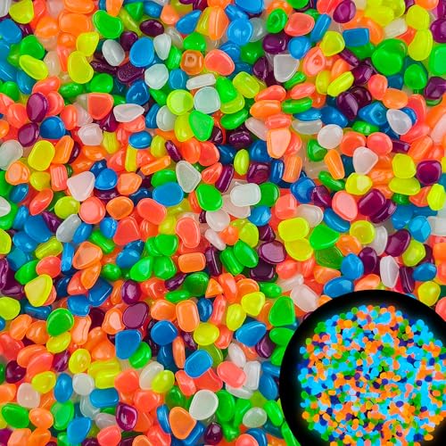 4000pcs 5-8mm Colorful Glowing Pebbles Glow Pebbles Aquarium Rocks Glow in The Dark Decorative Stones for Walkways Driveway Yard Grass Fish Tank Plant Pots - size: 4000, style: Multi