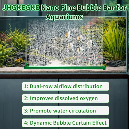 Aquarium Air Bubble Bar, 14.1 Inch Double Row Fine Micro Air Bubble Curtain Wall, Self-Sinking Design High Dissolved Oxygen Diffuser Fish Tank Bubbler for Freshwater Saltwater Hydroponics - size: 14.1 Inch