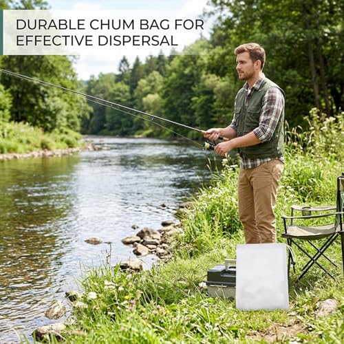 8 Chum Bags and Chum Buckets, Bait Bags for Fishing and Saltwater Fishing, White 30x40 Mesh with Drawstrings, Fishing Gear Accessories