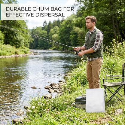8 Chum Bags and Chum Buckets, Bait Bags for Fishing and Saltwater Fishing, White 30x40 Mesh with Drawstrings, Fishing Gear Accessories