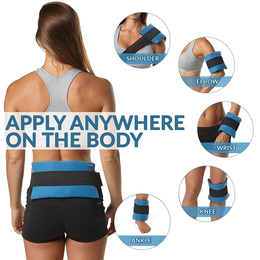 ComfiLife Ice Packs for Injuries (3 Piece Set) – Reusable Hot and Cold Pack with Wrap – Soft Gel Ice Packs for Back, Shoulder, Hip, Knee, Elbow, Joint Pain Relief – Heat & Cold Therapy (Medium) - size: Medium (Pack of 2)