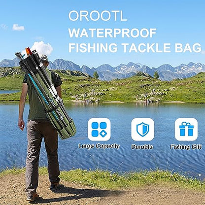 Fishing Rod Bag Pole Case, Portable Large Capacity Fishing Pole Carrier Case Oxford Waterproof Fishing Rod Organizer Travel Bag Fishing Gift for Men