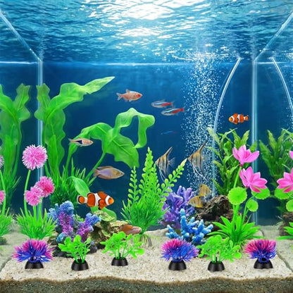 12 Pcs Fish Tank Plants, Aquarium Decorations, Plastic Aquarium Plants, Fish Tank Accessories, Betta Goldfish Tanks Accessories Fishs Bowl Ornaments