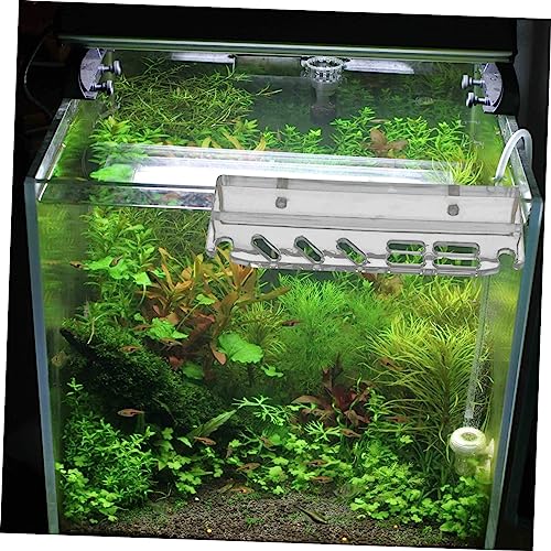 Happyyami Acrylic Aquarium Tool Organizer Rack for Fish Tank Maintenance Lightweight Storage Holder with Slots for Scissors Tweezers Tongs Scrapers Compact and Safe Design for Easy