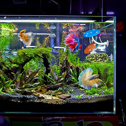 5 pcs Betta Mushroom Hammock + Leaf Pads Fish Tank Silicone Soft Aquarium Fish Playing Pads with Suction Cup Aquarium Ornament Fish Tank Decorations Accessories (Mushrooms+Leaves)