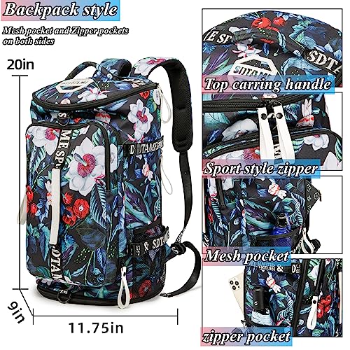 SDTAME Gym Duffel Backpack with Shoe Pocket & Laptop Sleeve - color: Turquoise