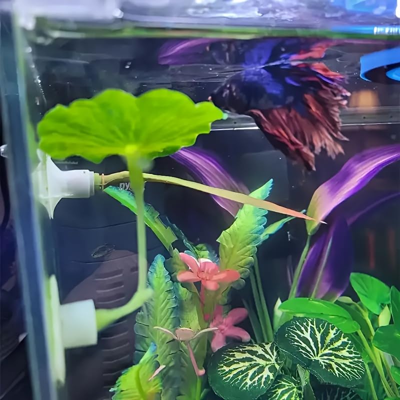 4Pc Green Leaf Betta Fish Hammock Stress-Reducing Aquarium-Safe Decor with Strong Suction Cup Fake Plant Fish Tank Decoration