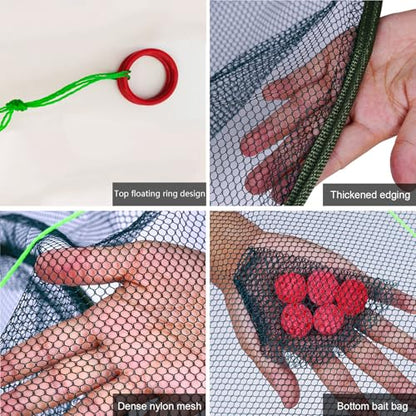 Portable Folded Fishing Net, Crab Net Fish Net with Fishing Rope, Hand Casting Cage Crab Net, Foldable Fishing Mesh Trap for,Minnows,Lobster,Crawfish, Shrimp etc. - size: 31.5 inches (80 cm)