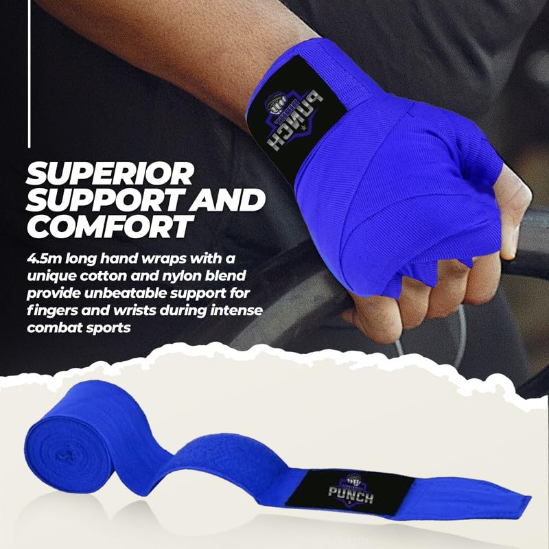 ProShield Boxing Wraps| 180-Inch Bandages| Boxing Hand Wraps Protection for Muay Thai MMA and Kickboxing - color: Blue, size: 157"
