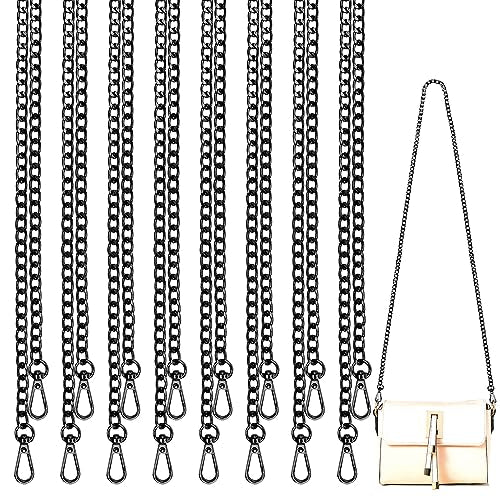 Purse Chain Replacement, 8 Pack Wallet DIY Metal Shoulder Cross Body Bag Chains (47 Inch/pcs) (Black) - color: Black