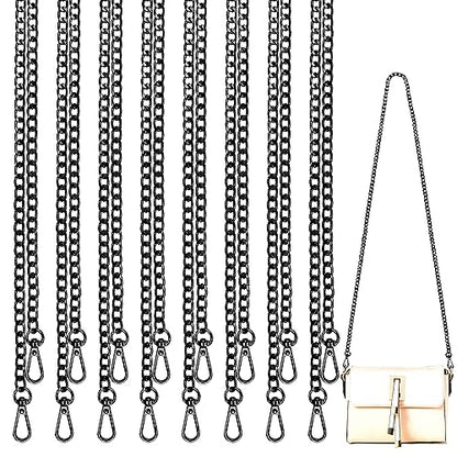 Purse Chain Replacement, 8 Pack Wallet DIY Metal Shoulder Cross Body Bag Chains (47 Inch/pcs) (Black) - color: Black