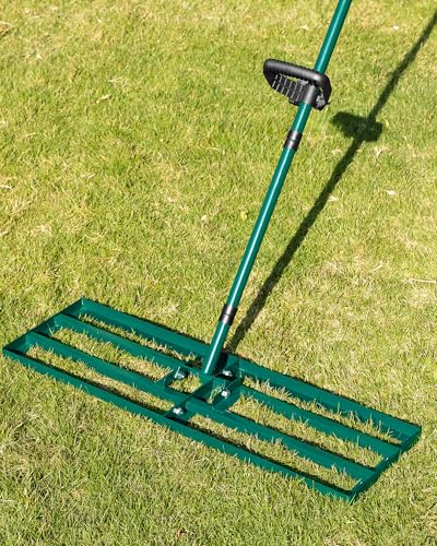 Lawn Leveling Rake 33x10'', Yard Leveling Rake with 78'' Back-Saving Adjustable Handle, Stainless Steel Lawn Leveler Tool for Garden, Backyard, Farm, Golf Course - style: 33’‘x10’‘