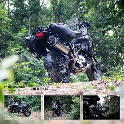 Rhinowalk Motorcycle Saddlebags 28L(14L*2) Waterproof Motorbike Side Bags, Travel Luggage Panniers with Shoulder Strap for Adventure & Sport Motorcycle Racks, 1 Pair - size: 28L Black