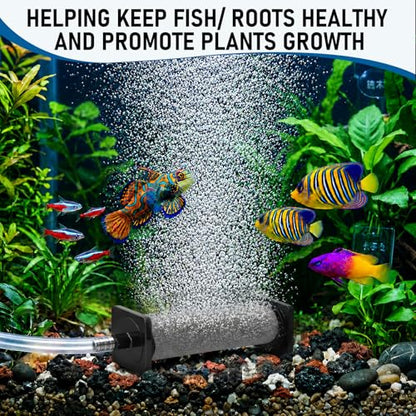 Nuanchu 12 Pack Aquarium Air Stones 5 Inch Fish Tank Air Stone Cylinder High-Temperature Sintered Ceramic Pump Bubble Diffuser Release Tool for Outdoor Small Pond Garden Circulation System