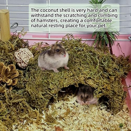 1Pcs Hamster Hideout, Moss Coconut Hut, Pet Hiding House, Hamster House for Mouse Mice Rat Guinea Pigs Reptiles - size: 1 PCS