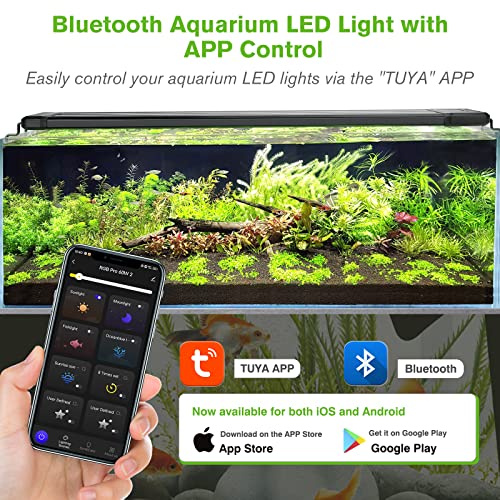 hygger 50W Smart Aquarium Light, Bluetooth LED Light with App Control, Full Spectrum Fish Tank Light with 24/7 Lighting Cycle, 5 Modes, Adjustable Timer, for 36"-42" Freshwater Planted Tank