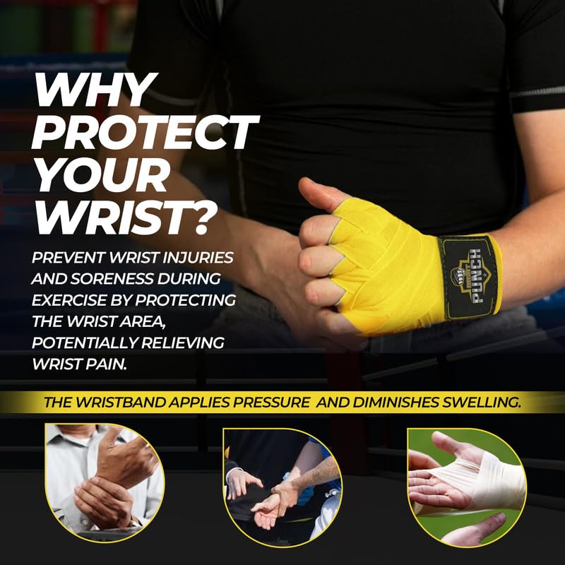 ProShield Boxing Wraps| 180-Inch Bandages| Boxing Hand Wraps Protection for Muay Thai MMA and Kickboxing - color: Yellow, size: 118"