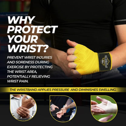 ProShield Boxing Wraps| 180-Inch Bandages| Boxing Hand Wraps Protection for Muay Thai MMA and Kickboxing - color: Yellow, size: 118"