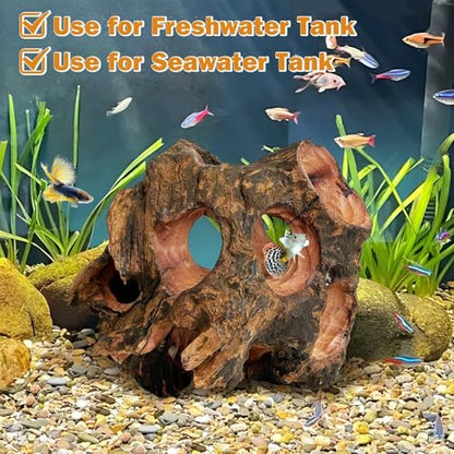 Betta Fish Cave Natural Wood Betta Fish Hideout for Aquarium Fish Tank Decorations Hideout Betta Fish Accessories Habitat Shelter for Crayfish Shrimp and Other Aquatic Pets