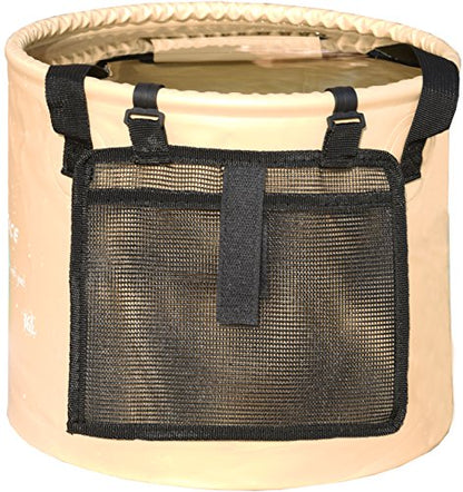 Freegrace Collapsible Bucket with Mesh Tool Pocket - 10L, 16L & 23L Portable Folding Water Container - Heavy Duty 500D Tarpaulin, BPA-Free Wash Basin for Camping, Fishing, RV, and Car Washing