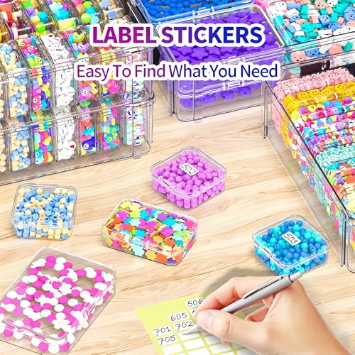 Bead Organizer Box 58 Pcs, 3-Tier Stackable Storage Box, and 3 Different Container Sizes Small Plastic Containers with Lids, Portability, Clear Organizers for Jewelry DIY Craft Storage