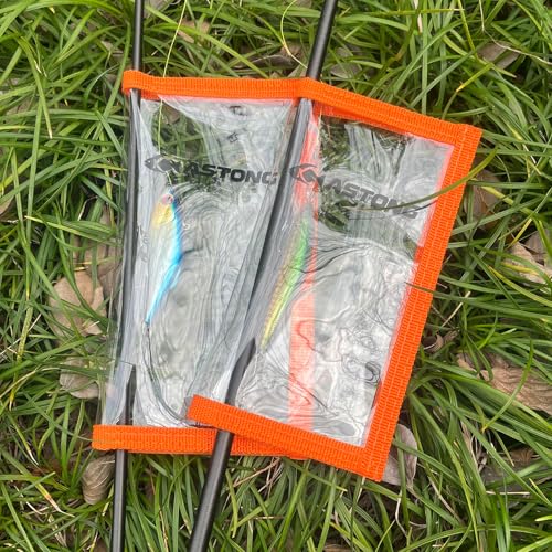 Clear PVC Fishing Lure Wraps 4/10 Pack See-through Lure Covers Durable Fishing Hook Bait Storage Protectors Keeps Children, Pets and Fishermen from Sharp Hook 2 Size (4Pcs(2M+2L), Orange)