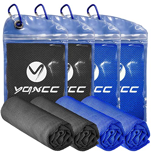 YQXCC 4 Pack Cooling Towels (47"x12"), Ice Cool Towels for Neck & Face - color: Dark Gray*2/ Dark Blue*2