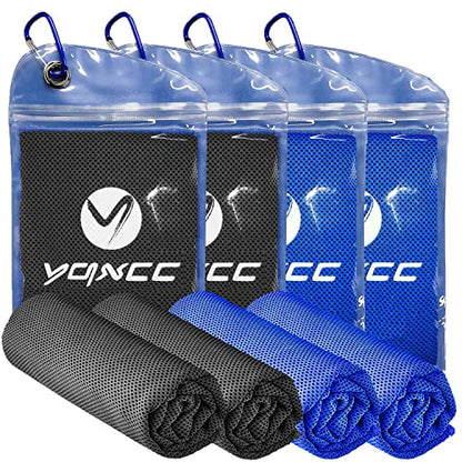 YQXCC 4 Pack Cooling Towels (47"x12"), Ice Cool Towels for Neck & Face - color: Dark Gray*2/ Dark Blue*2