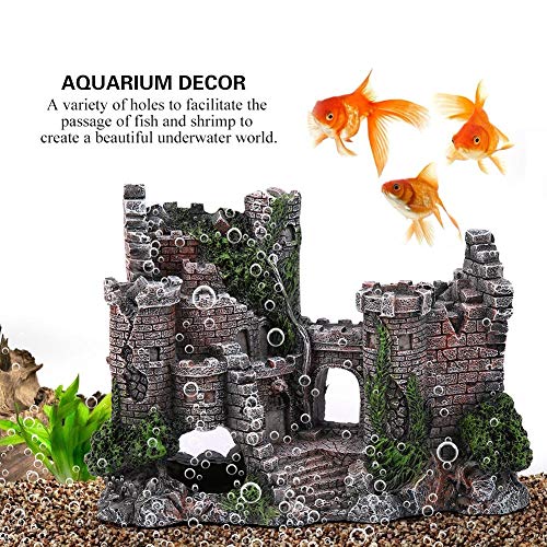 Aquarium Castle Decoration,Betta House Hide Castle,Simulation Resin Hide House Fish Tank Aquarium Ornaments Decor
